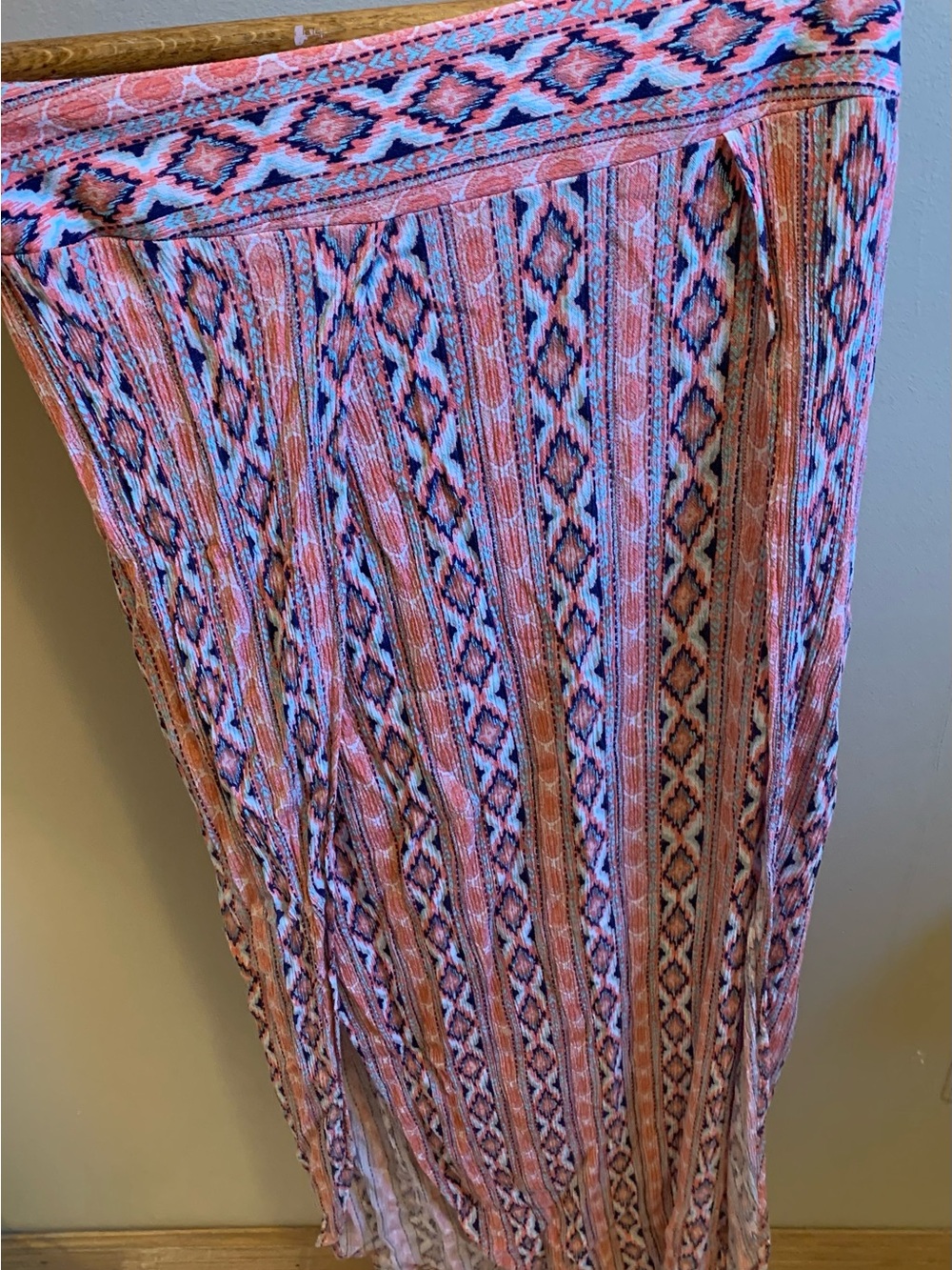 Faded Glory Pink & Navy Aztec Maxi Skirt